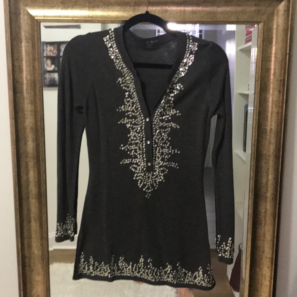 Forever 21 grey beaded tunic sweater